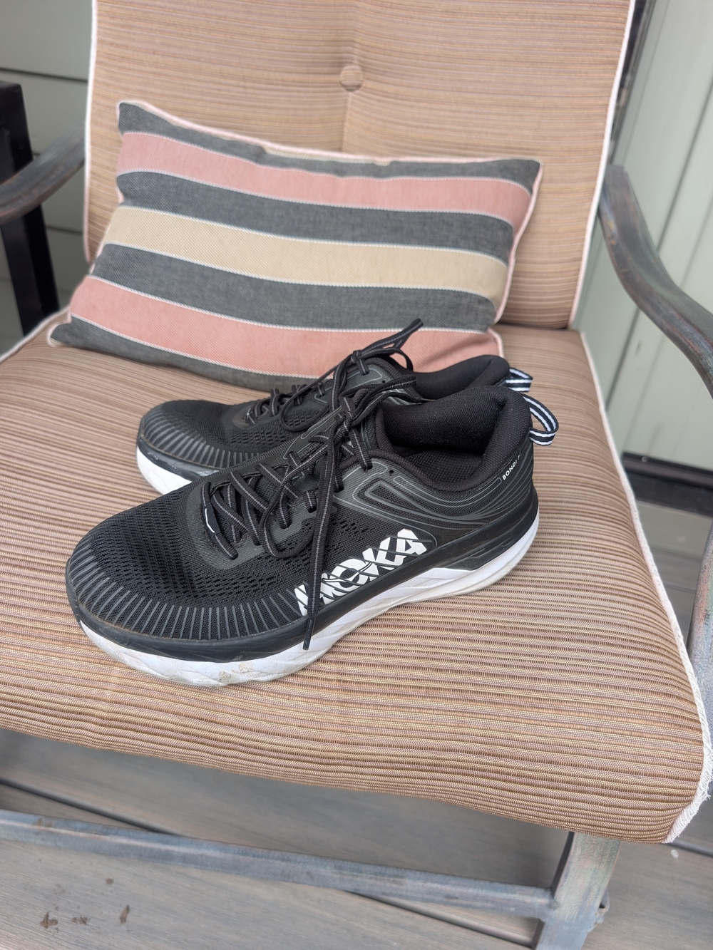 Hoka One One Men’s Black and White Athletic Running Shoes